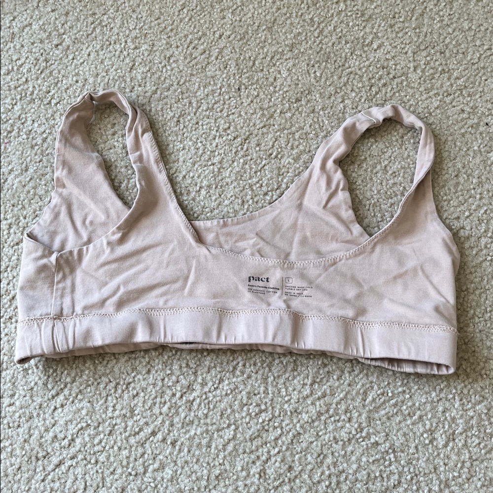 Pact Women's Seamless Bralette Organic Cotton Set Size Large Gray and Tan - Picture 5 of 12